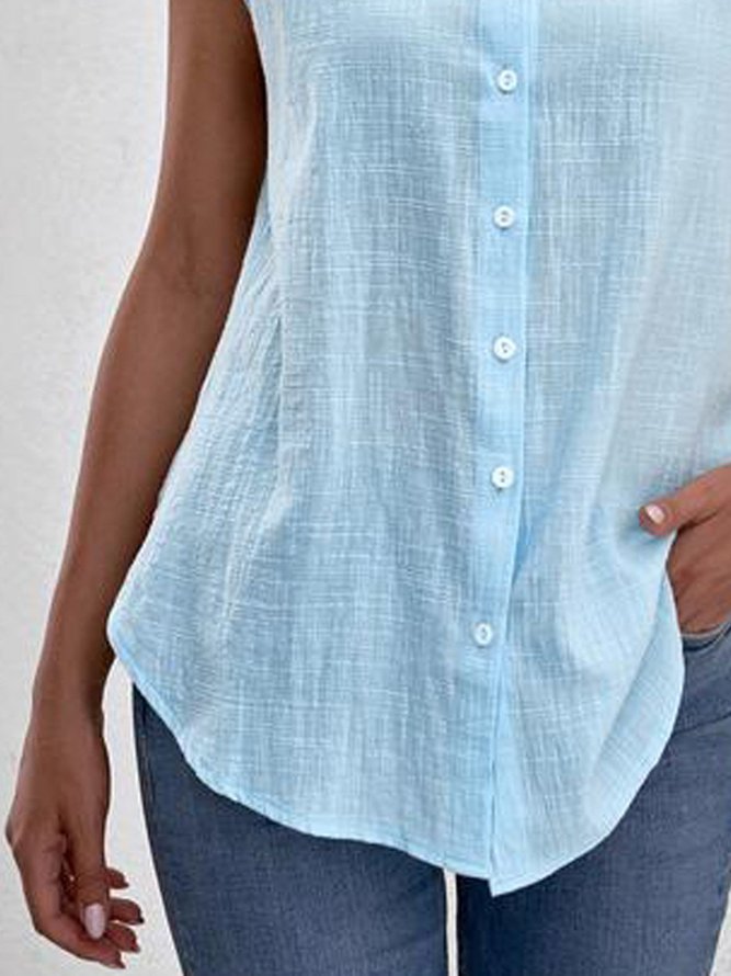 Casual Solid Short Sleeve Shirts & Tops