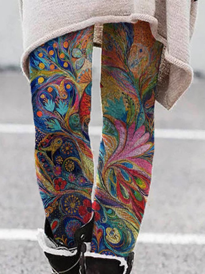 Painting The Peacock Sheath Casual Pants