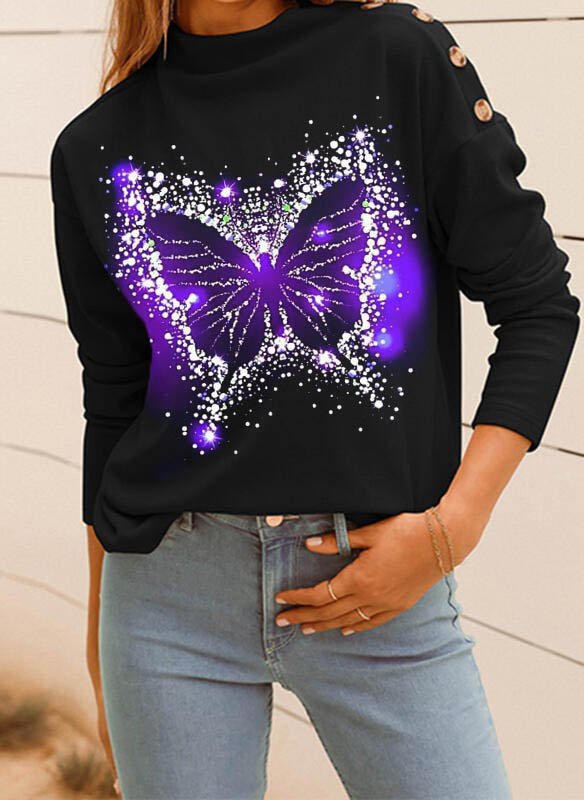 Long Sleeve Shift Butterfly Tops | justfashionnow