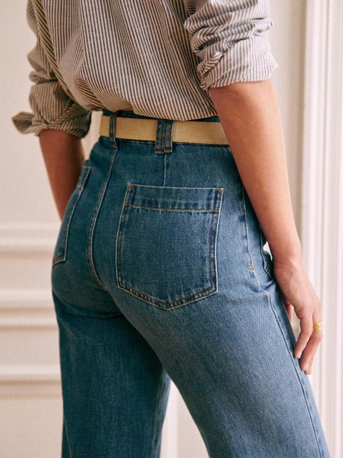 Vintage Denim Pockets Pants