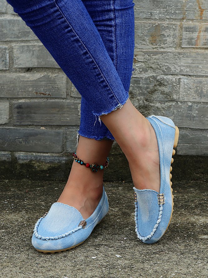 Casual Metal Buckle Flat Shoes