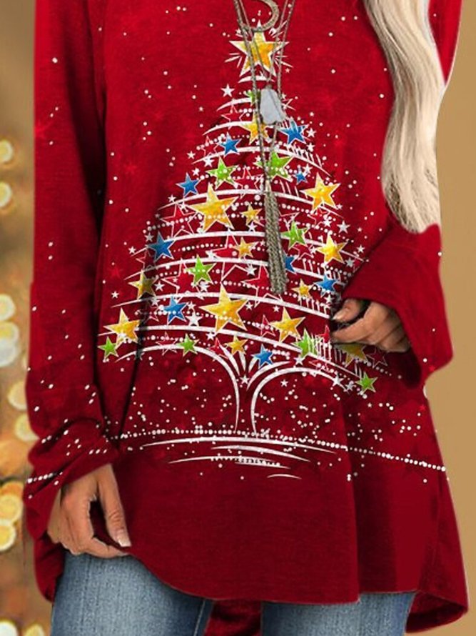 JFN Round Neck Christmas Casual Tunic Tops
