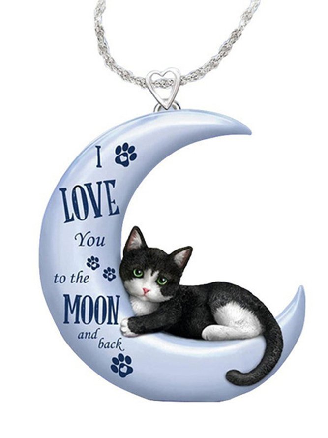 JFN  Resin  Moon  Cat  Necklace