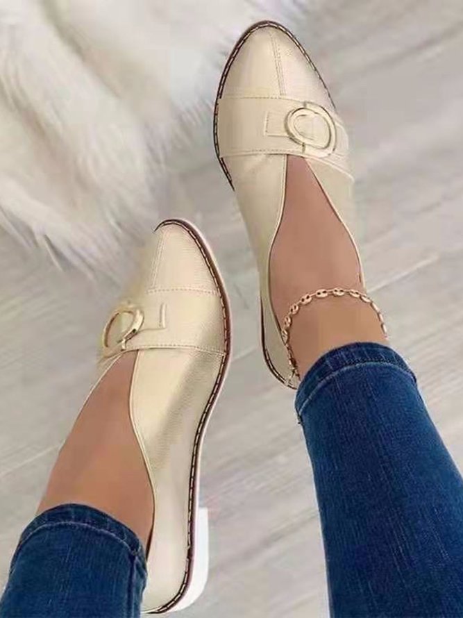 Casual Metal Buckle Pointed Shallow Shoes