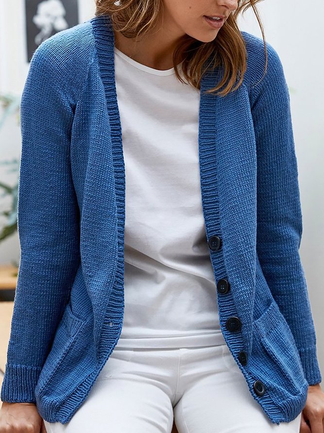 Casual Blue Cape Collar Open Front Cardigan Sweater coat