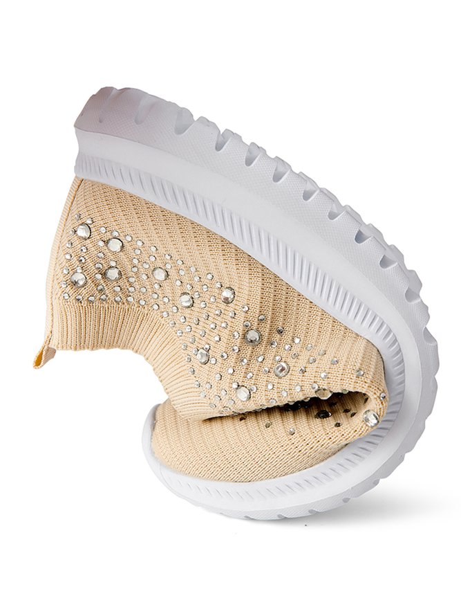 Casual Rhinestone Fly Woven Sneakers