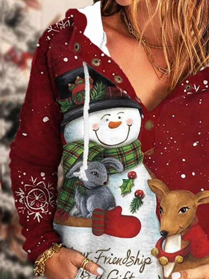 Christmas Casual Hooded Loosen Sweatshirt