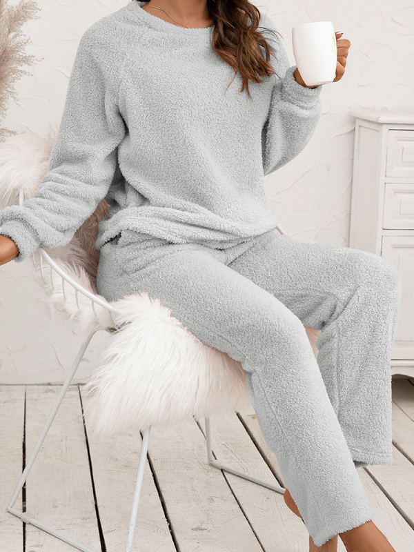 Casual Home-wear Double-sided Plush Two-piece Suit