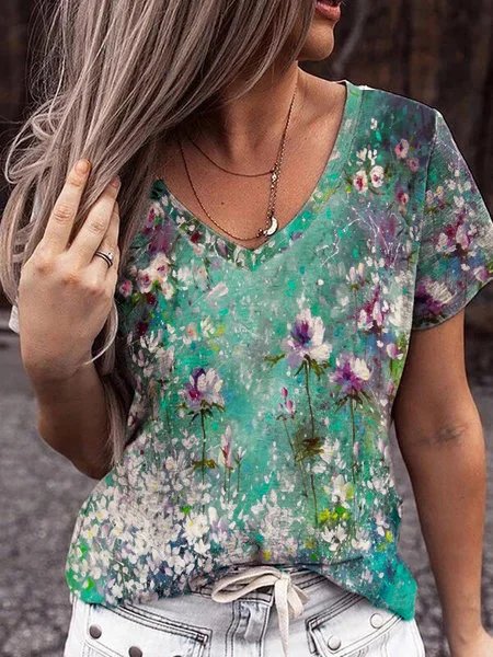 Loosen Casual Floral T-shirt