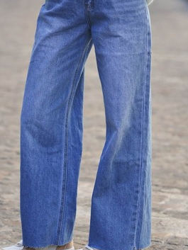 Pure color casual washed jeans