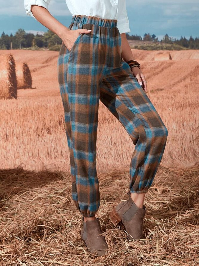Western Denim Style Plaid New Designer Comfortable Ladies Trousers