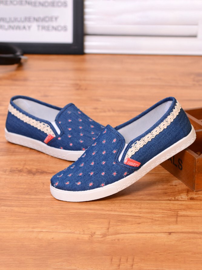 Women's Blue Denim Shredded Flats
