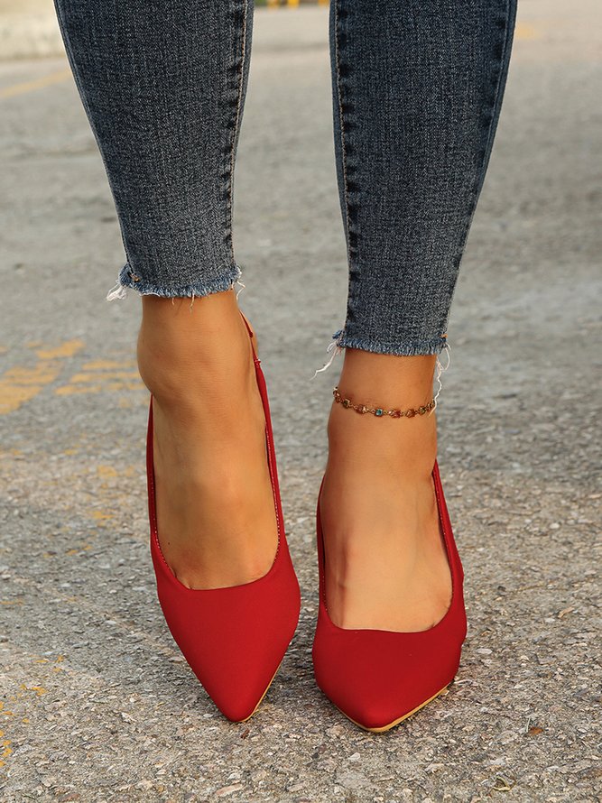 JFN  Women's Red Green Simple Pointed Toe Stiletto Heels
