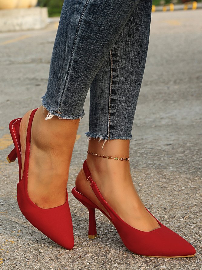 JFN  Women's Red Green Simple Pointed Toe Stiletto Heels