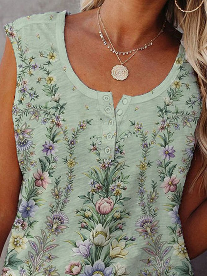 JFN Round Neck Floral Vacation Top