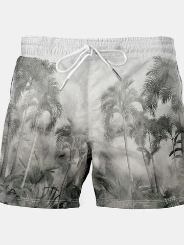 Coconut Tree Graphic Men's Drawstring Beach Shorts