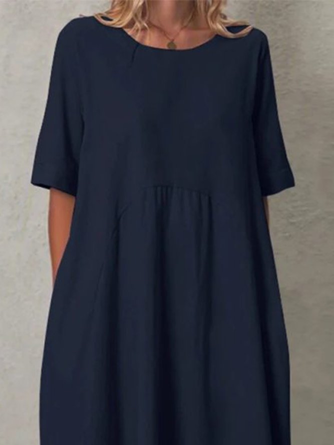 Ruched Short Sleeve Woven Dress