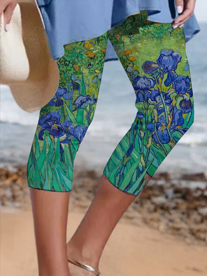 Women Casual Irises Print Regular Fit Leggings