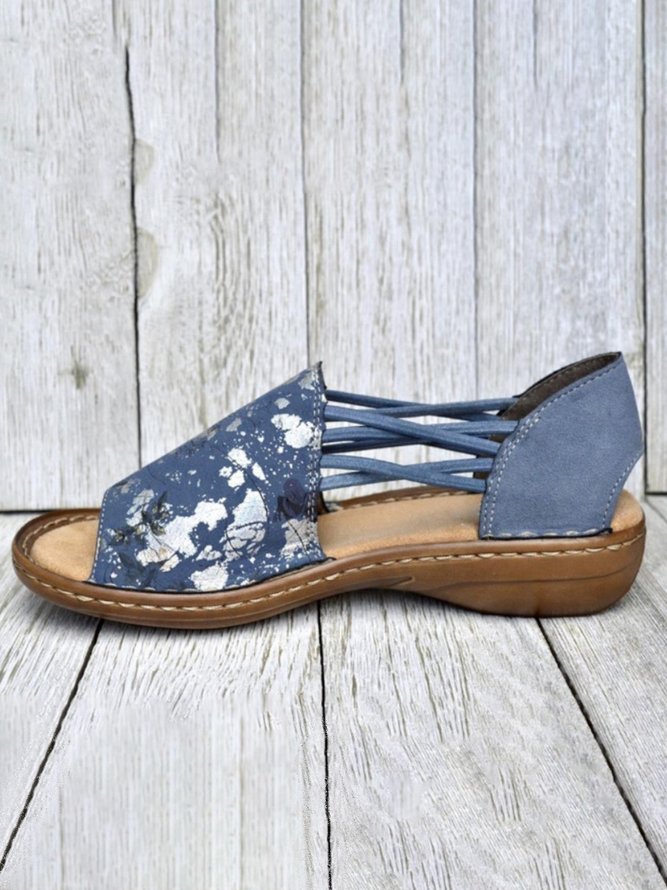 JFN  Silver Splatter Print Elastic Comfort Sandals