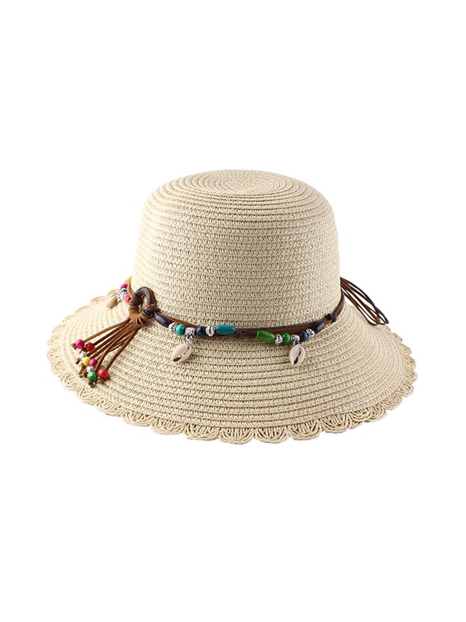 JFN  Sunscreen Shade Lace Breathable Ethnic Straw Hat