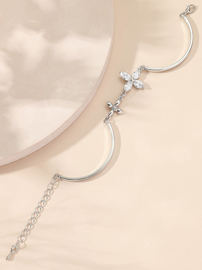 JFN  Retro Simple Frosty Wind Diamond Floral Clover Bracelet