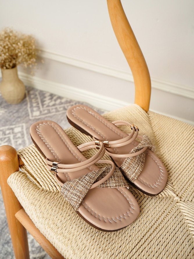 JFN  Vacation Casual Strap Braided Slipper Sandals