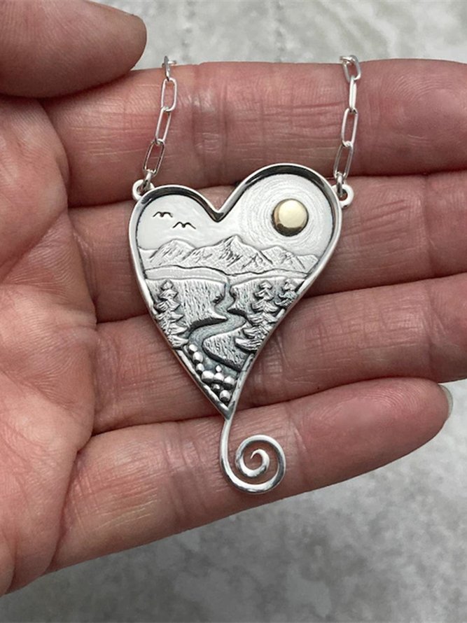 JFN Vintage Engraved Heart Necklace