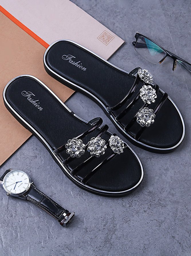 JFN Women's Summer Fashion Flower Beach Shoes Sandals Flat Casual Flip Flop