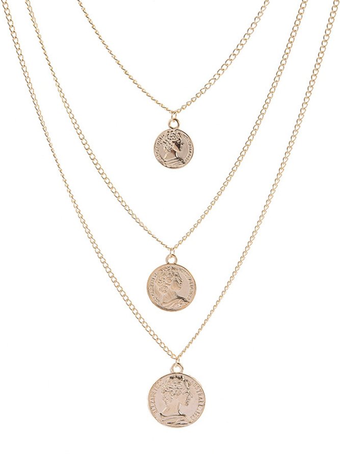 JFN Boho Coin Vintage Layered Necklace