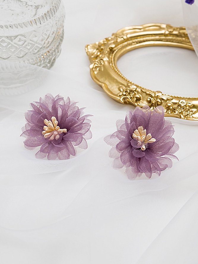 JFN Boho Lace Flower Purple Petal Earrings Holiday Jewelry Dress Earrings