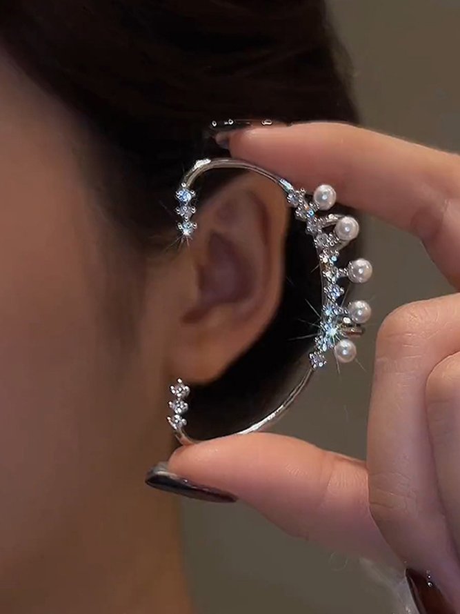 JFN Zircon Pearl Diamond Ear Cuffs
