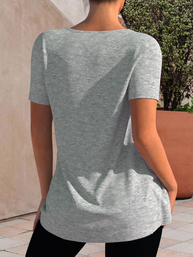 JFN Basic Square Neck Basics Plain Short Sleeve Tunic T-Shirt