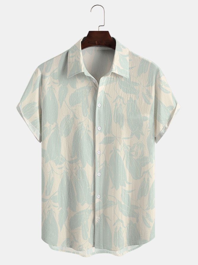 Cotton Blends Short Sleeve Floral Short Sleeve Shirt