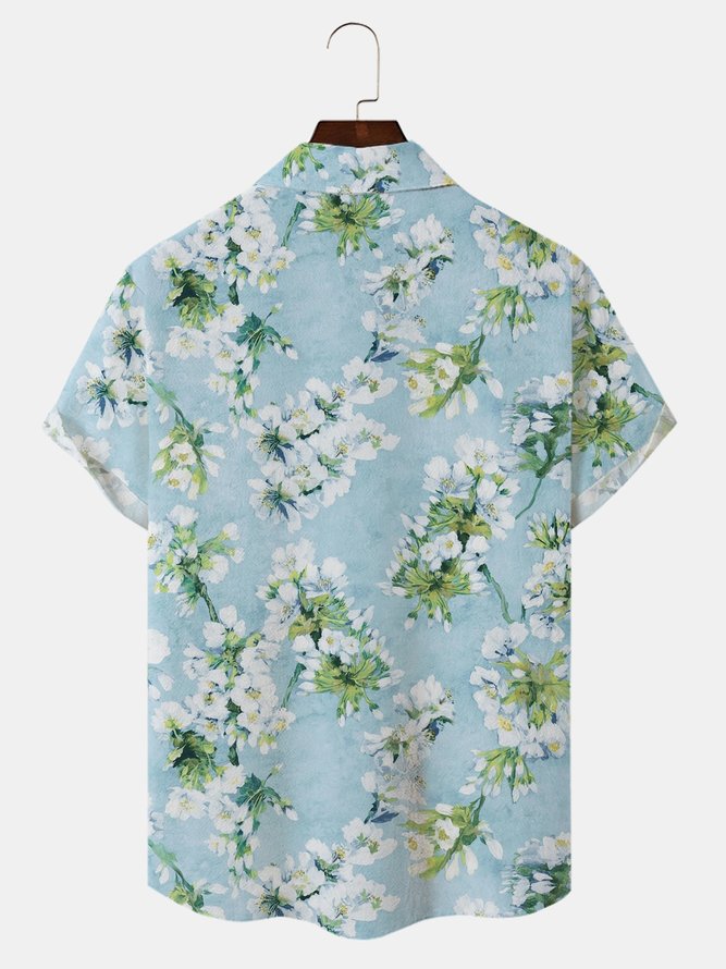 Floral Cotton Blends Lapel Casual Shirts