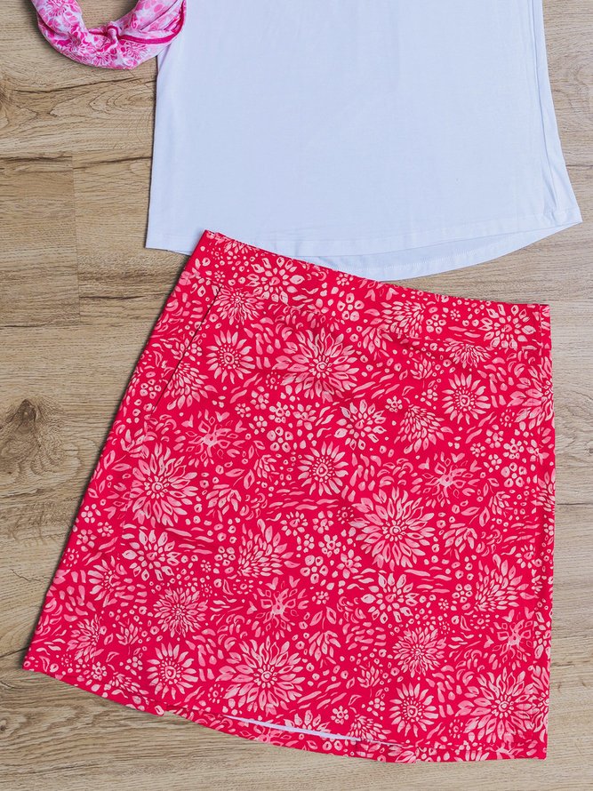 JFN Vacation Casual Floral Printed Straight Mini Skirt