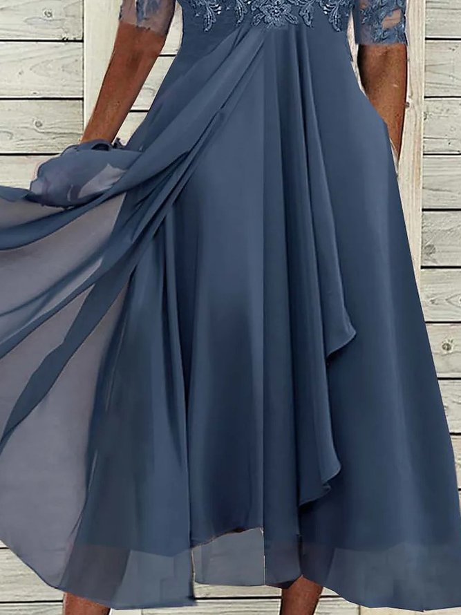 JFN Round Neck Lace Swing Elegant Occasion Formal Midi Dresses