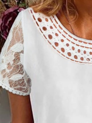 Lace Design Short Sleeve Casual Top