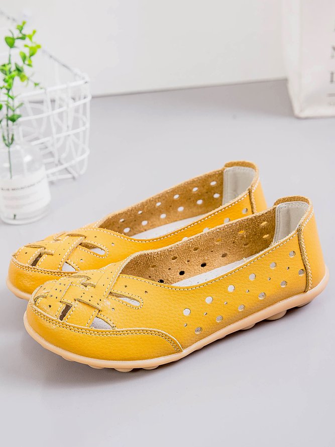 JFN Hollow Leather Soft Sole Shoes
