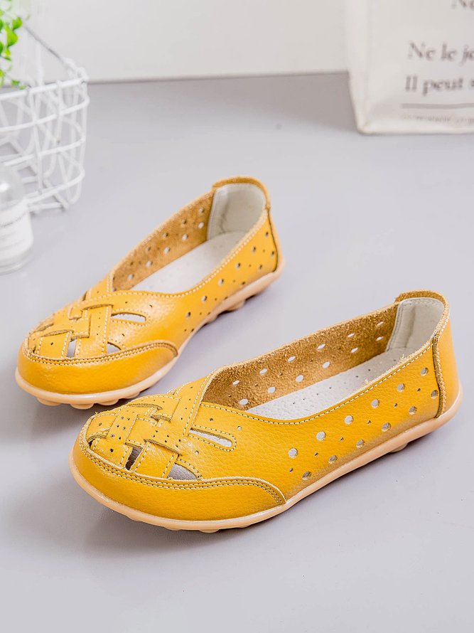 JFN Hollow Leather Soft Sole Shoes