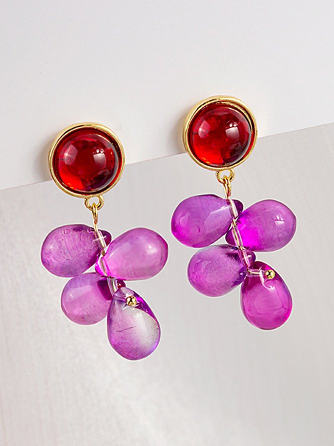 JFN Vintage Purple Crystal Grape Earrings