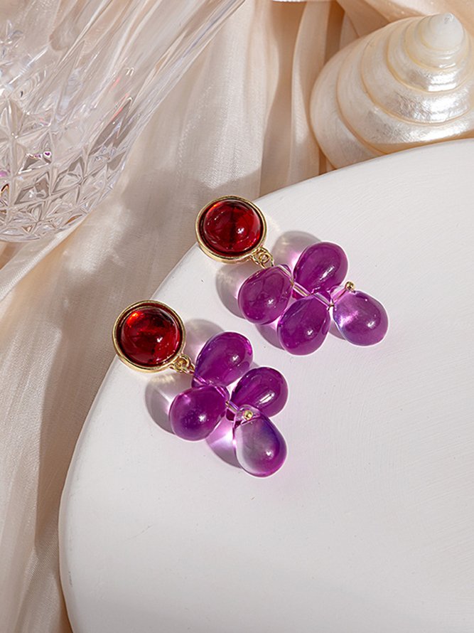JFN Vintage Purple Crystal Grape Earrings