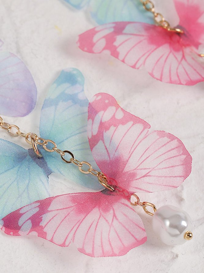 JFN Vintage Style Faux Color Butterfly Crystal Drop Earrings