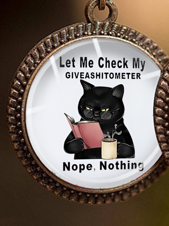 JFN Black Cat Let Me Check My Giveashitometer Nope Nothing Metal tin Signs Earrings
