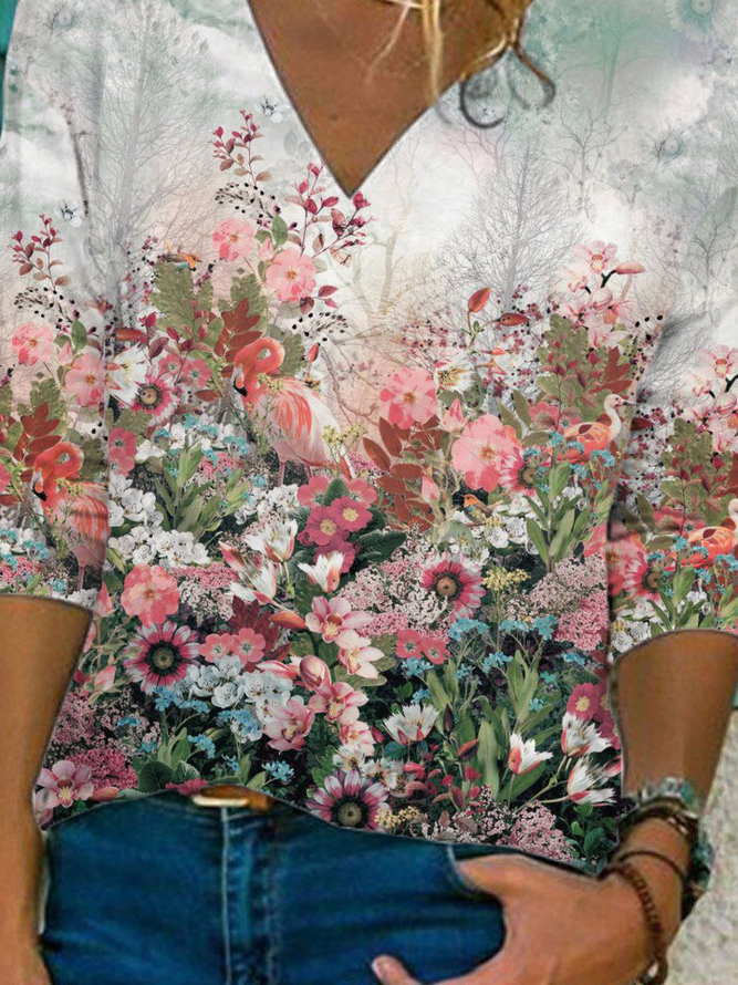 Floral Fit Casual T-Shirt