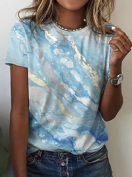 Crew Neck Ombre Cotton-Blend T-Shirt