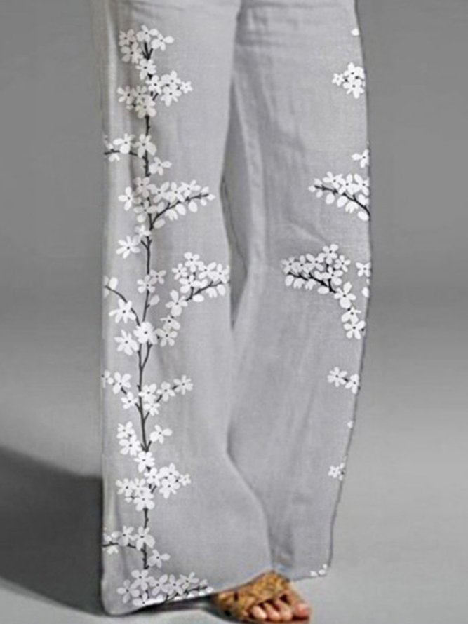 Casual Floral Drawstring Pants