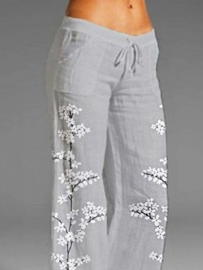 Casual Floral Drawstring Pants
