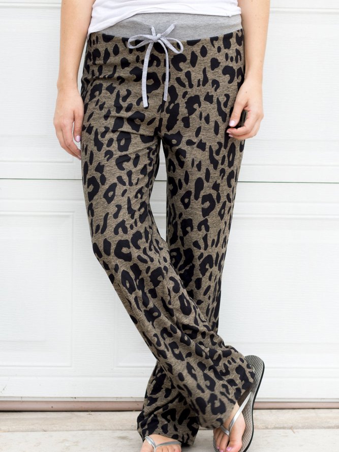 Leopard Casual Drawstringl Pants