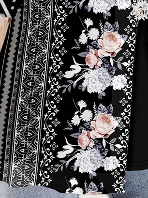 Casual Ethnic Regular Fit Floral Crew Neck Top