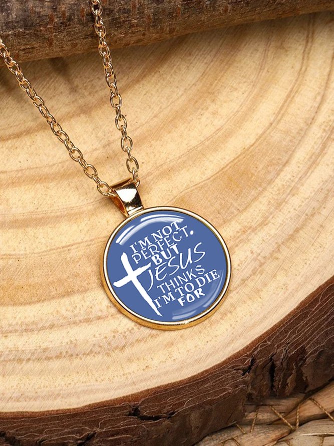 I’m Not Perfect Phrase Letters Gemstone Necklace